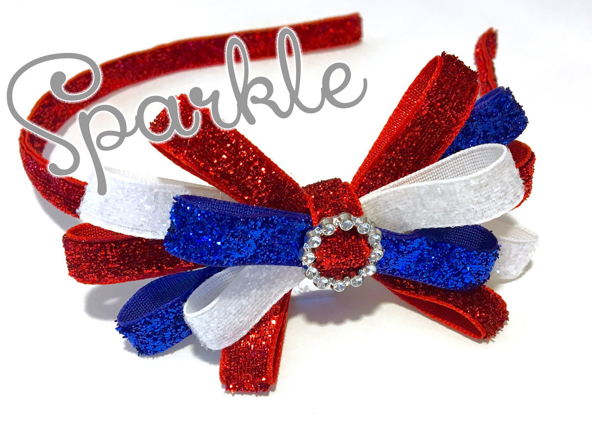 hand-made 4th of July sparkle headband